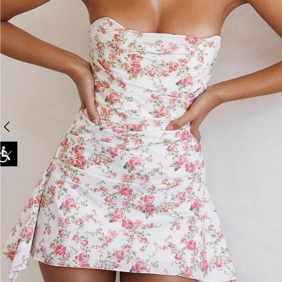House of CB JASMINE ROSE PRINT DRAPED CORSET MINI DRESS size XS (approx 00-0) - Picture 2 of 10